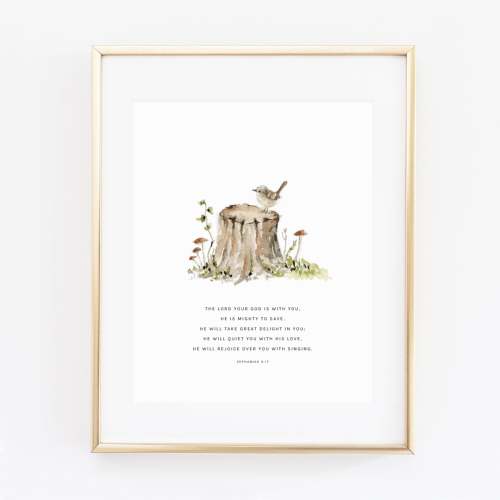 zephaniah 3:17 tree stump scripture print