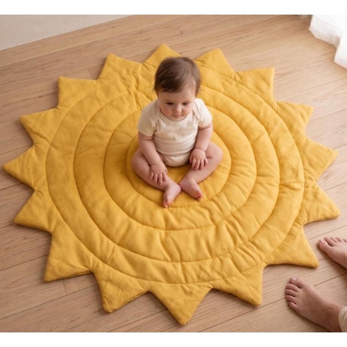Sun Baby Play Mat – Linen Floor Mat for Nursery & Tummy Time