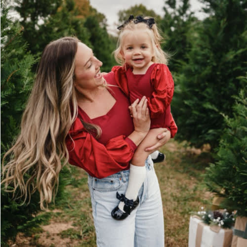 Evangeline Satin Matching Sleeve Top & Leotard - Crimson Red – Bailey's Blossoms