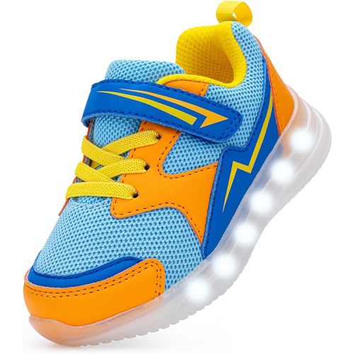 AMZZPIK Light Up Shoes for Boys Girls Toddler LED Flashing Sneakers Breathable Sport Walking Shoes for Kids