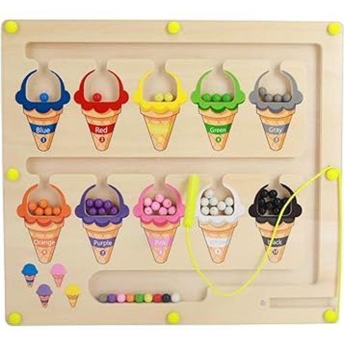 Montessori Wooden Color Matching Counting Puzzle for Toddlers - Educational Fine Motor Skills Toy