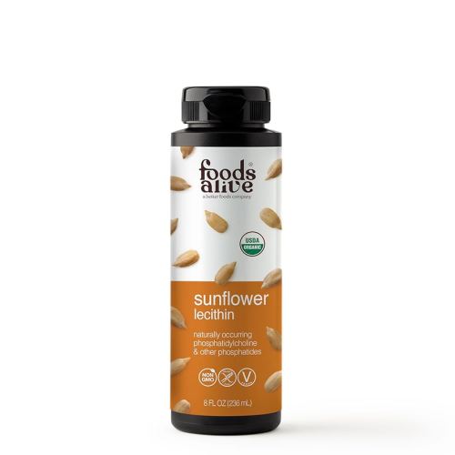 Foods Alive Organic Sunflower Lecithin Liquid, Cold-Pressed, Extra-Virgin, Unrefined, 8 Fl Oz (Pack of 1)