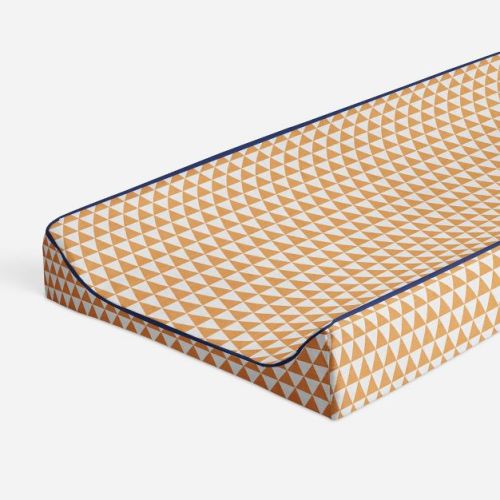 Bacati - Liam Orange Triangles Quilted Muslin Changing Pad Cover