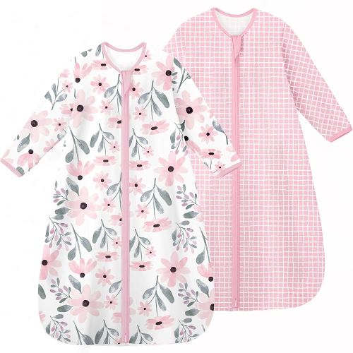 Yoofoss Baby Sleep Sack 0-6 Months Long Sleeve Wearable Blanket Baby 100% Organic Cotton 2-Way Zipper 0.5 Tog Newborn Sleeping Sack, Lightweight(Small)