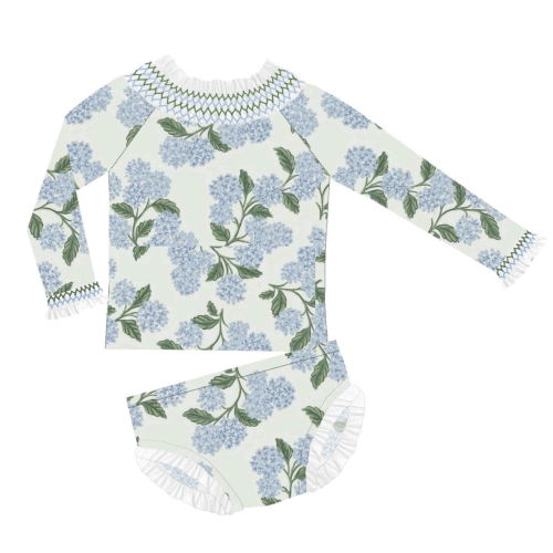 Smocked hydrangea 2 piece Swimsuit – Little Red Wagon Smocks