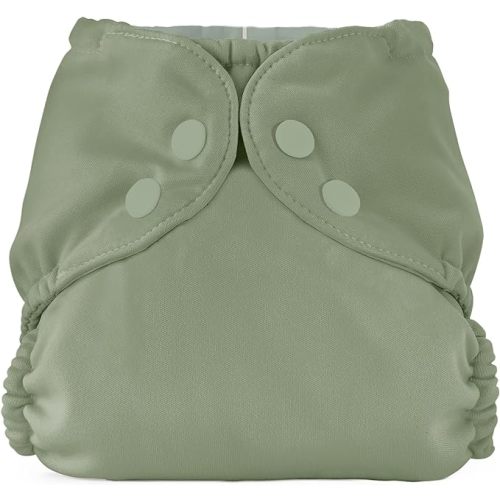Esembly Cloth Diaper Cover - Reusable Swim Diaper, Waterproof, Breathable - Adjustable Outer Layer Over Absorbent Inner for Blowout Protection - Aloe, Size 1 (7-17lbs)