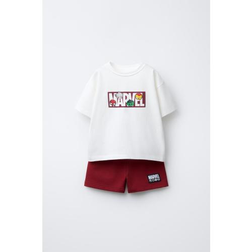 THE AVENGERS © MARVEL JOGGING T-SHIRT AND BERMUDA SET - White / Red | ZARA United States