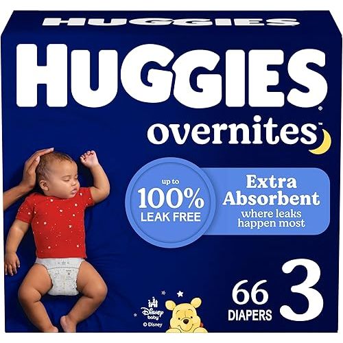 Huggies Overnites Size 3 Overnight Diapers (16-28 lbs), 66 Ct, Packaging May Vary