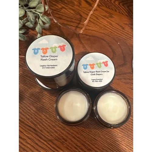 Tallow Based Diaper Rash Cream  for Cloth Diapers or Disposable Diapers. Select one. 2 oz