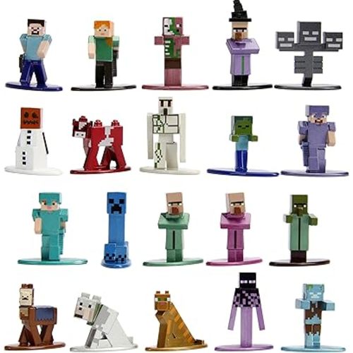 Jada Toys Minecraft 1.65" Die-cast Metal Collectible Figurine 20-Pack Wave 2, Toys for Kids and Adults, Multi (30770)