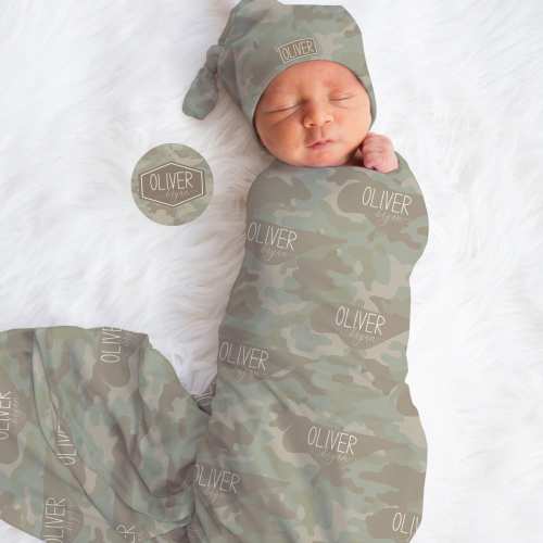 Personalized Camo Baby Blanket: Duck Camo, Deer Camo, Minky or Sherpa Swaddle Set