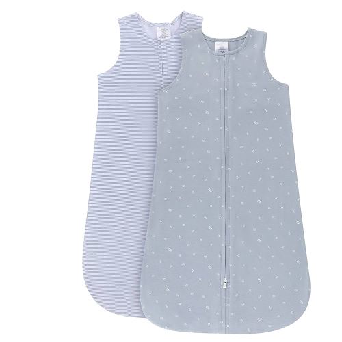 Ely's & Co. 100% Cotton Wearable Blanket Baby Sleep Bag 2 Pack (6-12 Months, Blue)
