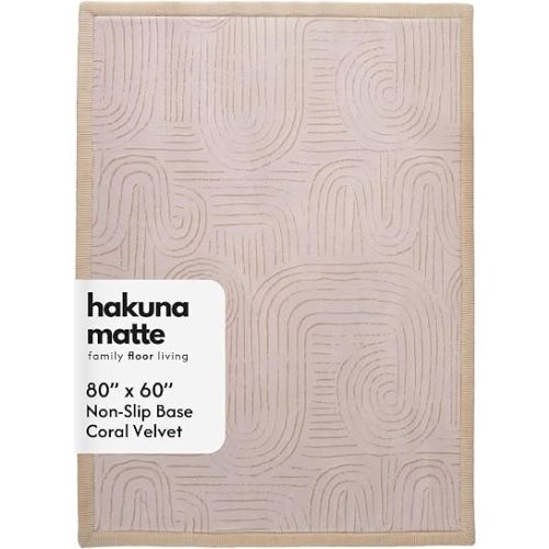 Hakuna Matte CloudSoft Baby Play Mat for Floor 60" x 80" Zen Garden – Coral Velvet Memory Foam Rug for Crawling & Cozy Play – Non-Slip, Water-Resistant, Easy-Care Tummy Time Mat, Playmat for Playpen