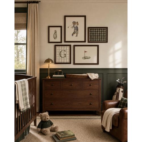 Vintage Golf Boy Nursery Gallery Wall Set of 5 Prints Monogram Bear Sports Boy Room Decor Preppy Aesthetic Printable Digital Download