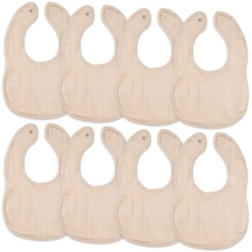 Muslin Cotton Baby Bibs, 8 Pack, Adjustable Size with Easy Snaps, Soft and Super Absorbent, Washable and Reusable By Comfy Cubs - Blush