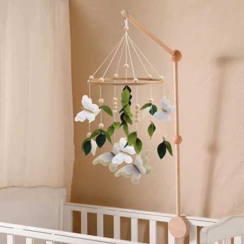 Butterfly Baby Mobile, Boho Crib Decor with Gold Accent