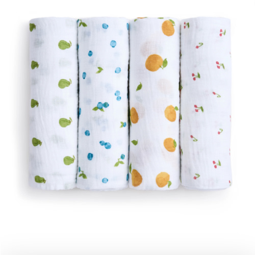 aden + anais fresh fruit organic cotton muslin swaddles 4 pack