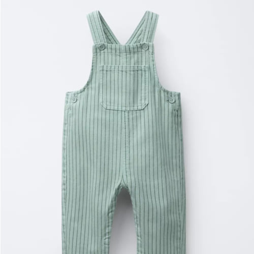 STRIPED TWILL OVERALLS - Sea green | ZARA United States