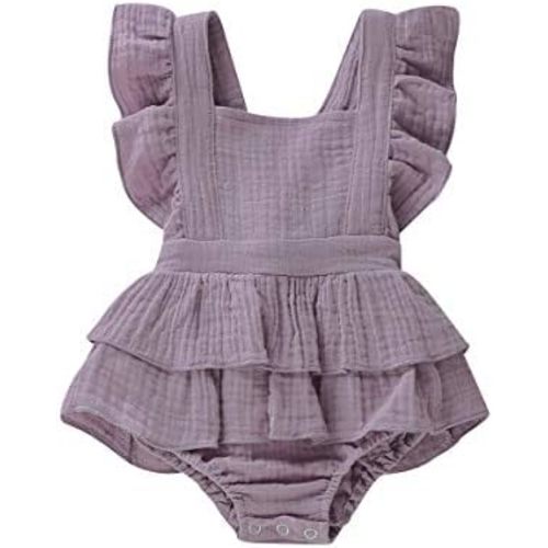 Newborn Baby Girl Romper Linen Cotton Ruffled Sleeveless Jumpsuit Infant Summer Clothes Outfit