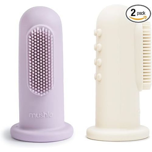mushie Baby Finger Toothbrush (Soft Lilac/Ivory) 2-Pack