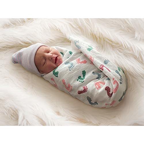 Baby Hospital Nursery Receiving Swaddling Blankets for Newborn Babies - Breathable 100% Cotton - Durable Hospital Quality - Generous Size (Baby Feet, 6 Pack) Kuddle Up