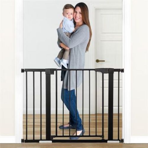GOTGELIF Baby Safety Gate 29.5" to 43.3" Wide - Auto Close - Pressure Mount - Pet Gate - Black