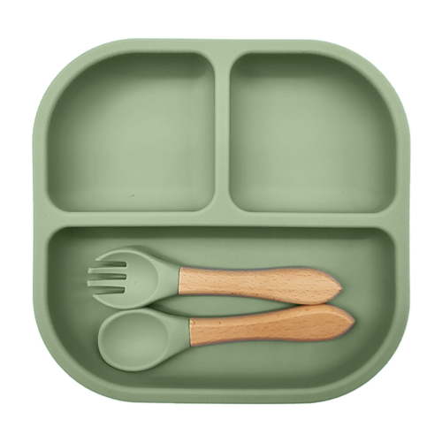 Baby Plates with Suction Silicone Divided Plates for Toddlers 3 Compartment Non Self Feeding Dishwasher Microwave Safe BPA Free Kids Plates for High Chairs Tables Travel 7.36x7.09 Inches