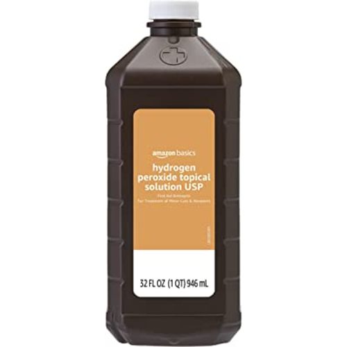 Amazon Basics Hydrogen Peroxide Topical Solution USP, First Aid Antiseptic for Cuts, Scrapes and Wound Disinfection, Pack of 1, 32 fl oz