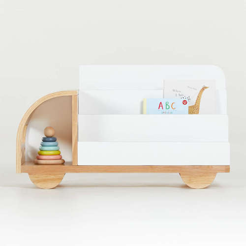 Wood 4-Shelf Truck Bookcase