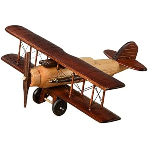 Vintage Wood Planes Model Iron Retro Aircraft Glider Biplane Pendant Model Wooden Airplane Kids Toy Gift,Office,Home Decor,Ornament,Desktop Ornament, Type 2