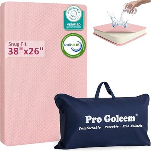 Pro Goleem Pack and Play Mattress 38"x26" for Babies Toddler Infant Pink