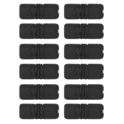 Babygoal Baby Reusable Charcoal Inserts with Double Gussets 12 Pack, 5-Layer Liners for Meduim Cloth Diapers Nappies and Diaper Covers