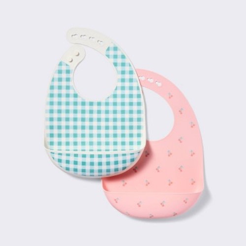 Silicone Bibs - Cherries and Checker - 2pk - Cloud Island™