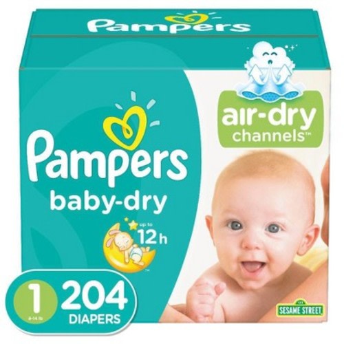 Pampers Baby Dry Disposable Diapers Enormous Pack - Size 1 (204ct)