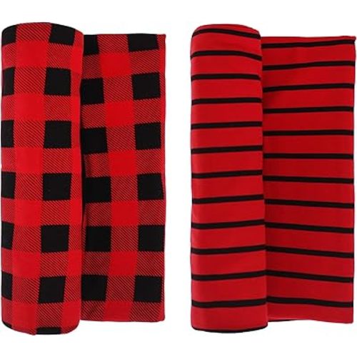 Snugabye 2-Pack Baby Red & Black Buffalo Plaid Swaddle Blanket
