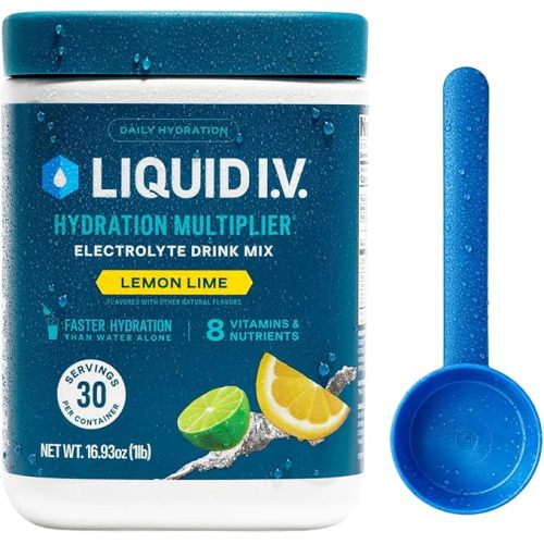 Liquid I.V.® Hydration Multiplier - Lemon Lime | Electrolyte Powder Drink Mix | 1 Tub (30 Servings)