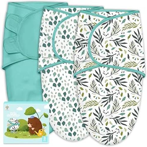 Cute Castle 3-Pack Baby Swaddle Sleep Sacks - Newborn Swaddle Sack - Ergonomic Baby Swaddles Blanket Warp for Boys and Girls - Baby Essentials (0-3 Months - Green)