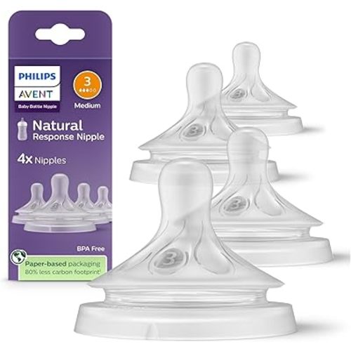 Philips Avent Natural Response Nipples, Medium Flow (Flow 3), 4-Pack, SCY963/44