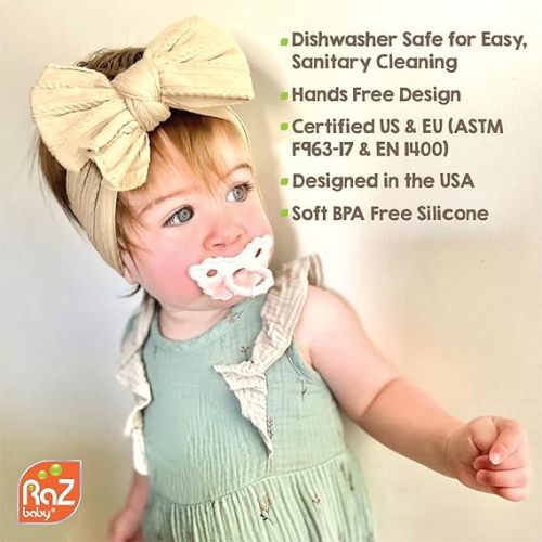 RaZbaby Soft Silicone Infant & Baby Teether, Berrybumps Textured Teething Relief Pacifier 3M+, Soothes Gums, Hands-Free & Easy-to-Hold Fruit-Shaped Design, BPA Free (Dark Blue & Light Blue, 2-Pack)
