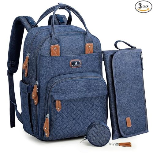 Dikaslon Diaper Bag Backpack with Portable Changing Pad, Pacifier Case and Stroller Straps, Large Unisex Baby Bags for Boys Girls, Multipurpose Travel Back Pack Moms Dads, Peacock blue