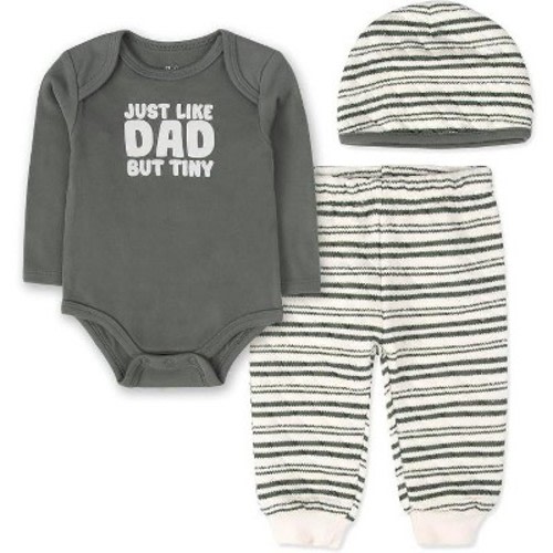 Baby Essentials Infant 3 Piece Layette Set with Bodysuit, Quilted Jogger Pants, Cozy Fall & Winter Outfit,size 3 months to 9 months