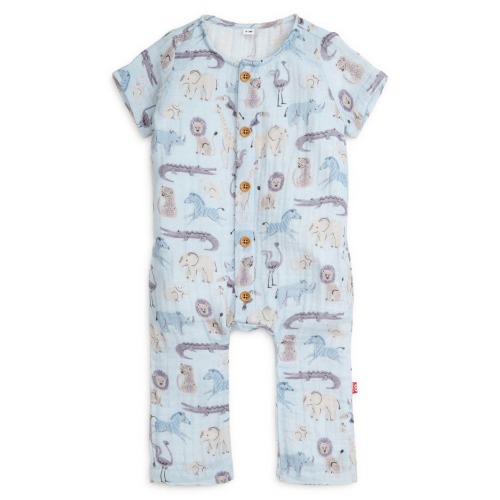 Jungle Jazz Cotton Romper, 6-9M