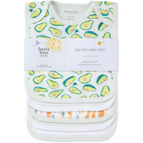 Burt's Bees Baby Infant Pull On Bibs, 100% Organic Cotton Lap Shoulder Style Drool Cloths, Newborn Essentials