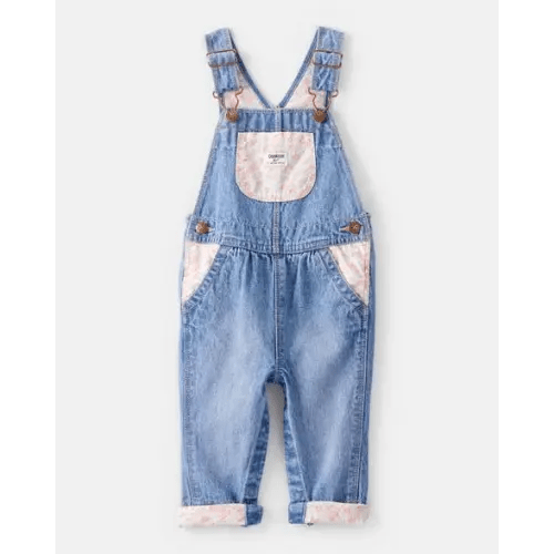 Baby Girl Floral Patchwork Denim Overalls - Blue - OshKosh B'gosh | Carter's