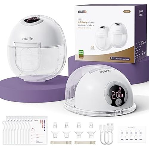 Nuliie Hands-Free Breast Pump, Wearable Breastfeeding Pump 4 Modes 9 Levels with 18/21/24MM Flange, Electric Breast Pump Portable, Replaced Pumping Accessories Included (Ghostwhite, 2 Packs)