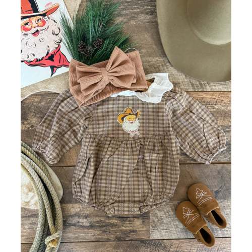 Mocha Plaid Pink Santa Flannel Romper – theFRINGEDpineapple