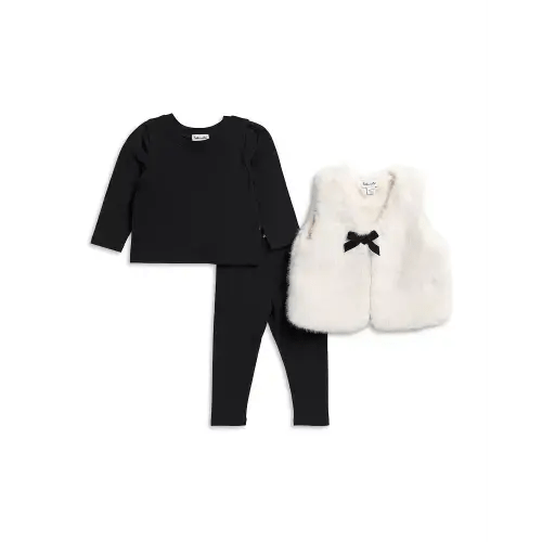 Girls' Faux Fur Vest, Top & Leggings Set - Baby