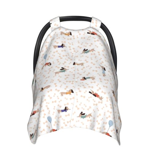 Car Seat Cover Baby - Dachshund Dog Puppy Bone Breathable Infant Car Seat Cover for Baby Carseat, Lightweight Comfort Baby Essentials Must Haves Newborn Stuff for Girl Boy