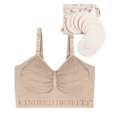 Kindred Bravely Hands Free Pumping Bra Bundle with Organic Washable Breast Pads 10-Pack