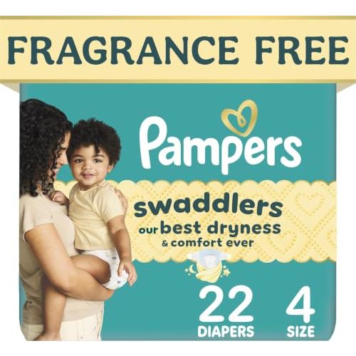Pampers Swaddlers Diapers, Size S4 (15-34 lbs), 22 Count, Absorbent, Keeps Baby Dry and Comfortable, Pediatrician Recommended Skin Safe Disposable Baby Diaper